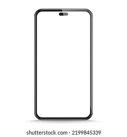 Realistic Smartphone Mockup. Mobile Phone Vector With Blank Screen Isolated On White Background. Stock Royalty Free Vector Illustration. PNG