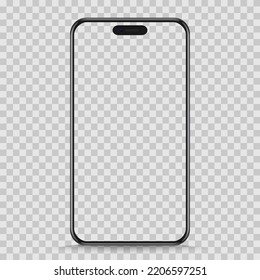 Realistic Smartphone Mockup. Mobile Phone Vector With Blank Screen Isolated On White Background. Stock Royalty Free Vector Illustration. PNG	