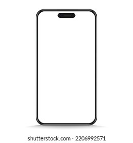 Realistic Smartphone Mockup. Mobile Phone Vector With Blank Screen Isolated On White Background. Stock Royalty Free Vector Illustration. PNG	