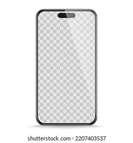 Realistic Smartphone Mockup. Mobile Phone Vector With Blank Screen Isolated On White Background. Stock Royalty Free Vector Illustration. PNG	