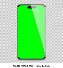 Realistic Smartphone Mockup. Mobile Phone Vector With Blank Screen Isolated On White Background. Stock Royalty Free Vector Illustration. PNG	