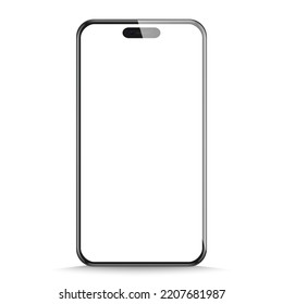 Realistic Smartphone Mockup. Mobile Phone Vector With Blank Screen Isolated On White Background. Stock Royalty Free Vector Illustration. PNG	