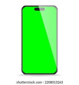 Realistic Smartphone Mockup. Mobile Phone Vector With Blank Screen Isolated On White Background. Stock Royalty Free Vector Illustration. PNG	