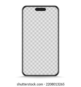 Realistic Smartphone Mockup. Mobile Phone Vector With Blank Screen Isolated On White Background. Stock Royalty Free Vector Illustration. PNG	