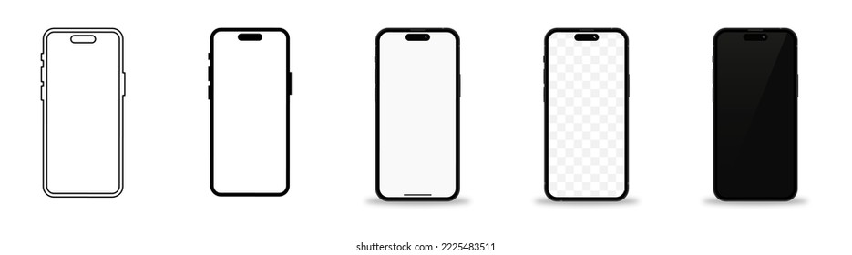 Realistic smartphone mockup. Realistic mobile phone with shadow and blank screens. Vector illustration.