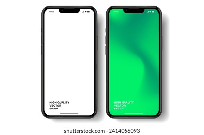 Realistic smartphone mockup. Mobile phone vector with isolated on white background. Device front view. 3D mobile phone with shadow. Realistic, high quality smart phone mockup for ui ux presentation.