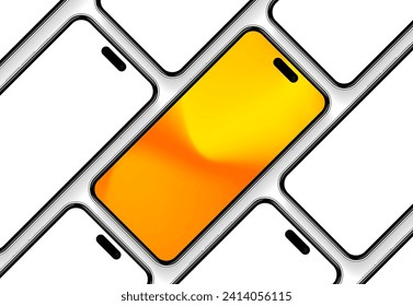 Realistic smartphone mockup. Mobile phone vector with isolated on white background. Device front view. 3D mobile phone with shadow. Realistic, high quality smart phone mockup for ui ux presentation.