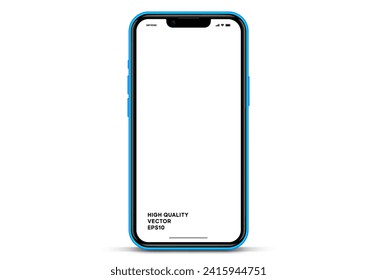 Realistic smartphone mockup. Mobile phone vector with isolated on white background. Device front view. 3D mobile phone with shadow. Realistic, high quality smart phone mockup for ui ux presentation.