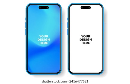 Realistic smartphone mockup. Mobile phone vector with isolated on white background. Device front view. 3D mobile phone with shadow. Realistic, high quality smart phone mockup for ui ux presentation.