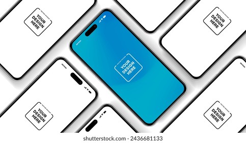 Realistic smartphone mockup. Mobile phone vector with isolated on white background. Device front view. 3D mobile phone with shadow. Realistic, high quality smart phone mockup for ui ux presentation.