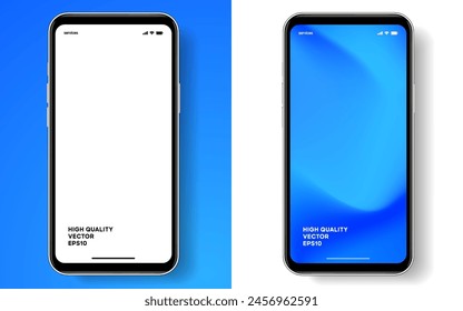 Realistic smartphone mockup. Mobile phone vector with isolated on white background. Device front view. 3D mobile phone with shadow. Realistic, high quality smart phone mockup for ui ux presentation.