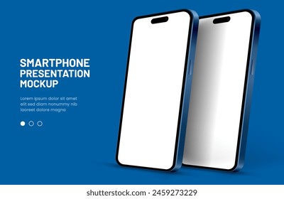 Realistic smartphone mockup. Mobile phone vector with isolated on white background. Device front view. 3D mobile phone with shadow. Realistic, high quality smart phone mockup for ui ux presentation.