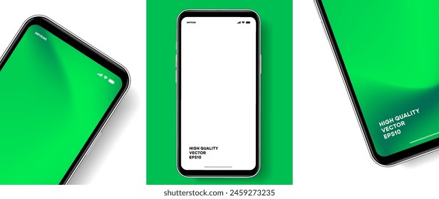 Realistic smartphone mockup. Mobile phone vector with isolated on white background. Device front view. 3D mobile phone with shadow. Realistic, high quality smart phone mockup for ui ux presentation.