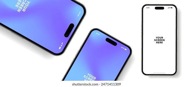 Realistic smartphone mockup. Mobile phone vector with isolated on white background. Device front view. 3D mobile phone with shadow. Realistic, high quality smart phone mockup for ui ux presentation.