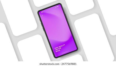 Maqueta de smartphone realista. Vector del teléfono móvil con aislado sobre fondo blanco. Vista frontal del dispositivo. Teléfono móvil 3D con sombra. Realista, maqueta de teléfono inteligente de alta calidad para la presentación de ui ux.