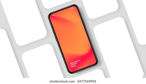 Realistic smartphone mockup. Mobile phone vector with isolated on white background. Device front view. 3D mobile phone with shadow. Realistic, high quality smart phone mockup for ui ux presentation.