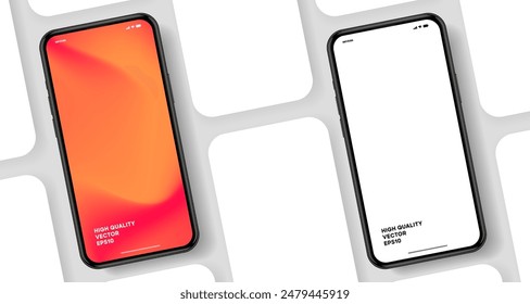 Realistic smartphone mockup. Mobile phone vector with isolated on white background. Device front view. 3D mobile phone with shadow. Realistic, high quality smart phone mockup for ui ux presentation.