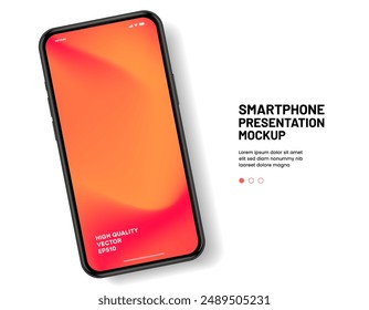 Realistic smartphone mockup. Mobile phone vector with isolated on white background. Device front view. 3D mobile phone with shadow. Realistic, high quality smart phone mockup for ui ux presentation.