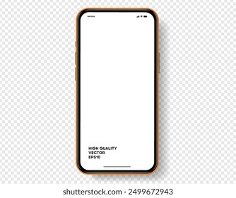 Realistic smartphone mockup. Mobile phone vector with isolated on white background. Device front view. 3D mobile phone with shadow. Realistic, high quality smart phone mockup for ui ux presentation.