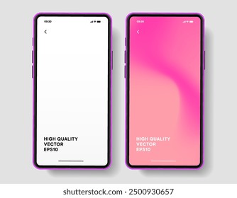 Realistic smartphone mockup. Mobile phone vector with isolated on white background. Device front view. 3D mobile phone with shadow. Realistic, high quality smart phone mockup for ui ux presentation.