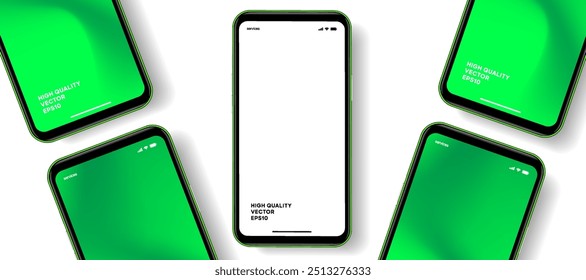 Realistic smartphone mockup. Mobile phone vector with isolated on white background. Device front view. 3D mobile phone with shadow. Realistic, high quality smart phone mockup for ui ux presentation.