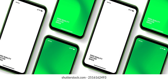 Realistic smartphone mockup. Mobile phone vector with isolated on white background. Device front view. 3D mobile phone with shadow. Realistic, high quality smart phone mockup for ui ux presentation.