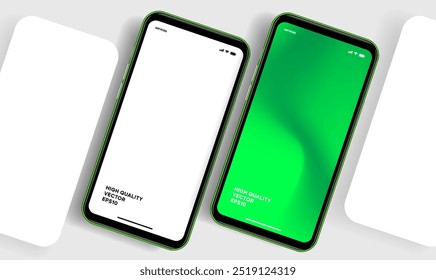 Realistic smartphone mockup. Mobile phone vector with isolated on white background. Device front view. 3D mobile phone with shadow. Realistic, high quality smart phone mockup for ui ux presentation.