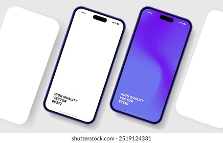 Realistic smartphone mockup. Mobile phone vector with isolated on white background. Device front view. 3D mobile phone with shadow. Realistic, high quality smart phone mockup for ui ux presentation.