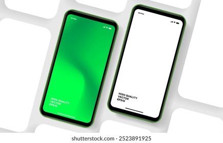 Realistic smartphone mockup. Mobile phone vector with isolated on white background. Device front view. 3D mobile phone with shadow. Realistic, high quality smart phone mockup for ui ux presentation.