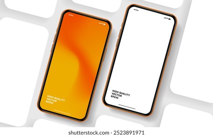 Realistic smartphone mockup. Mobile phone vector with isolated on white background. Device front view. 3D mobile phone with shadow. Realistic, high quality smart phone mockup for ui ux presentation.