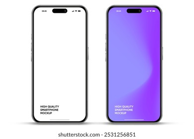 Realistic smartphone mockup. Mobile phone vector with isolated on white background. Device front view. 3D mobile phone with shadow. Realistic, high quality smart phone mockup for ui ux presentation.