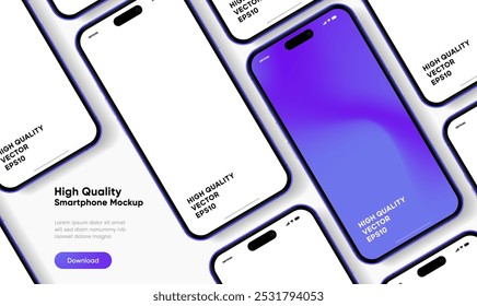 Realistisches Smartphone-Modell. Handyvektor einzeln auf weißem Hintergrund. Gerätevorderansicht. 3D-Mobiltelefon mit Schatten. Realistisches, hochwertiges Smartphone-Mockup für ui ux Präsentation