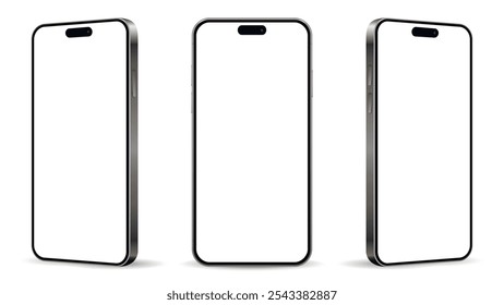 Realistic smartphone mockup. Mobile phone isolated on white background.