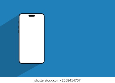 Realistic smartphone mockup. Mobile phone vector with isolated on white and blue background. Device front view.