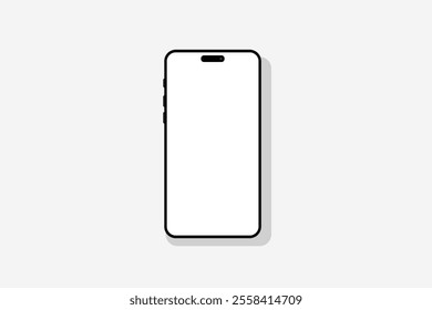 Realistic smartphone mockup. Mobile phone vector with isolated on white and blue background. Device front view.