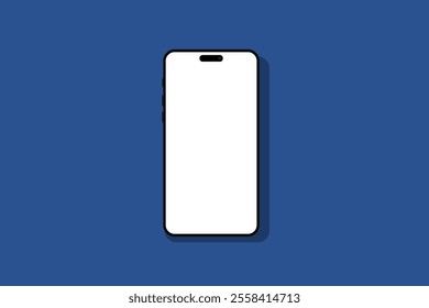 Realistic smartphone mockup. Mobile phone vector with isolated on white and blue background. Device front view.