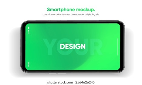 Realistic smartphone mockup. Mobile phone vector with isolated on white background. Device front view. 3D mobile phone with shadow. Realistic, high quality smart phone mockup for ui ux presentation.