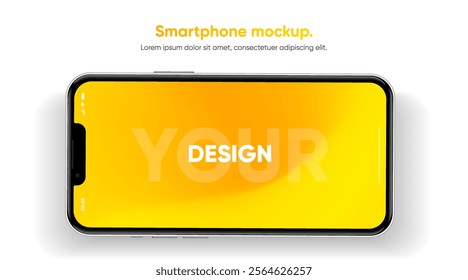 Realistic smartphone mockup. Mobile phone vector with isolated on white background. Device front view. 3D mobile phone with shadow. Realistic, high quality smart phone mockup for ui ux presentation.