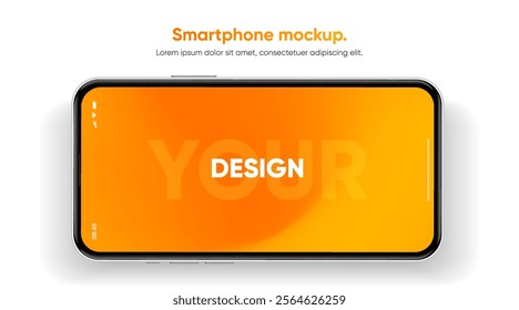 Realistic smartphone mockup. Mobile phone vector with isolated on white background. Device front view. 3D mobile phone with shadow. Realistic, high quality smart phone mockup for ui ux presentation.