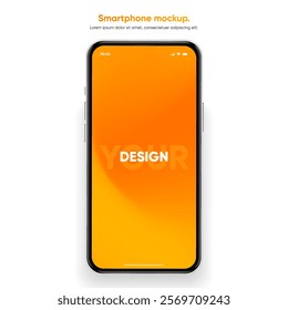 Realistic smartphone mockup. Mobile phone vector with isolated on white background. Device front view. 3D mobile phone with shadow. Realistic, high quality smart phone mockup for ui ux presentation.
