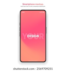 Realistic smartphone mockup. Mobile phone vector with isolated on white background. Device front view. 3D mobile phone with shadow. Realistic, high quality smart phone mockup for ui ux presentation.