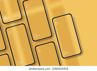 Realistic smartphone mockup. Mobile phone vector with isolated on white background. Device front view. 3D mobile phone with shadow. Realistic, high quality smart phone mockup for ui ux presentation.