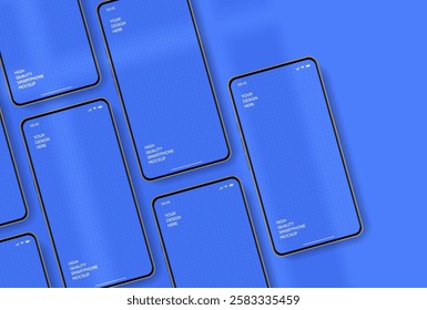 Realistic smartphone mockup. Mobile phone vector with isolated on white background. Device front view. 3D mobile phone with shadow. Realistic, high quality smart phone mockup for ui ux presentation.