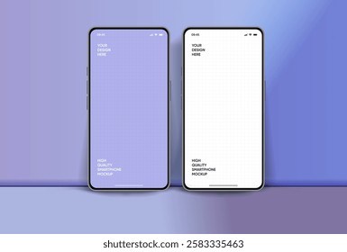 Realistic smartphone mockup. Mobile phone vector with isolated on white background. Device front view. 3D mobile phone with shadow. Realistic, high quality smart phone mockup for ui ux presentation.
