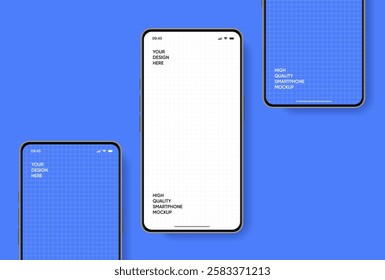 Realistic smartphone mockup. Mobile phone vector with isolated on white background. Device front view. 3D mobile phone with shadow. Realistic, high quality smart phone mockup for ui ux presentation.
