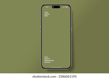 Realistic smartphone mockup. Mobile phone vector with isolated on white background. Device front view. 3D mobile phone with shadow. Realistic, high quality smart phone mockup for ui ux presentation.