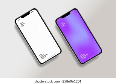 Realistic smartphone mockup. Mobile phone vector with isolated on white background. Device front view. 3D mobile phone with shadow. Realistic, high quality smart phone mockup for ui ux presentation.