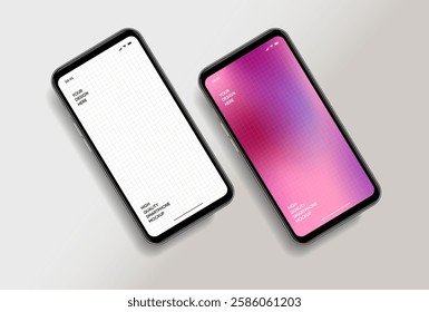 Realistic smartphone mockup. Mobile phone vector with isolated on white background. Device front view. 3D mobile phone with shadow. Realistic, high quality smart phone mockup for ui ux presentation.