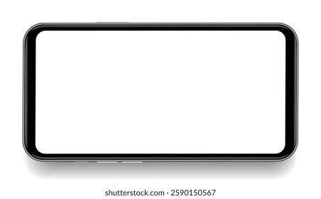 Realistic smartphone mockup. Mobile phone vector with isolated on white background. Device front view. 3D mobile phone with shadow. Realistic, high quality smart phone mockup for ui ux presentation.