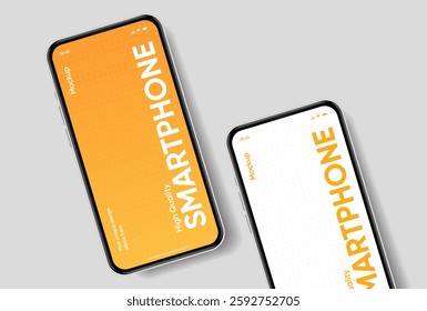 Realistic smartphone mockup. Mobile phone vector with isolated on white background. Device front view. 3D mobile phone with shadow. Realistic, high quality smart phone mockup for ui ux presentation.
